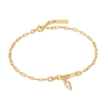 Ania Haie | Gold Sparkle Drop Pendant Chunky Chain Bracelet