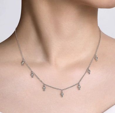 925 Sterling Silver Beads Droplet Necklace