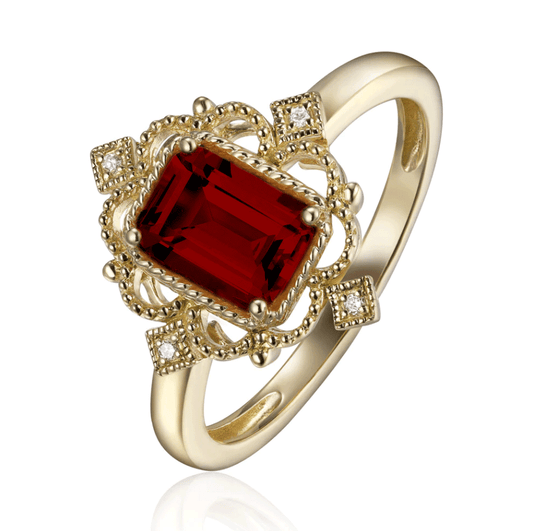 Morrocan Cushion Garnet Ring