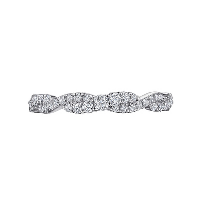 14K White Gold Twisted Diamond Stackable Ring