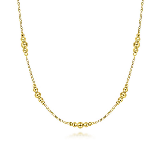 14K Yellow Gold Bujukan Beads Station Necklace