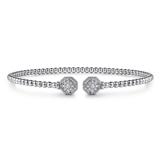 Gabriel & Co | 14K White Gold Bujukan Diamond Hexagon Split Bangle