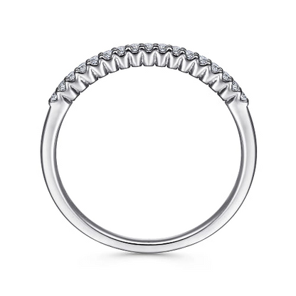 Sorrento - 14K White Gold Shared Prong Set Diamond Wedding Band - 0.1ct