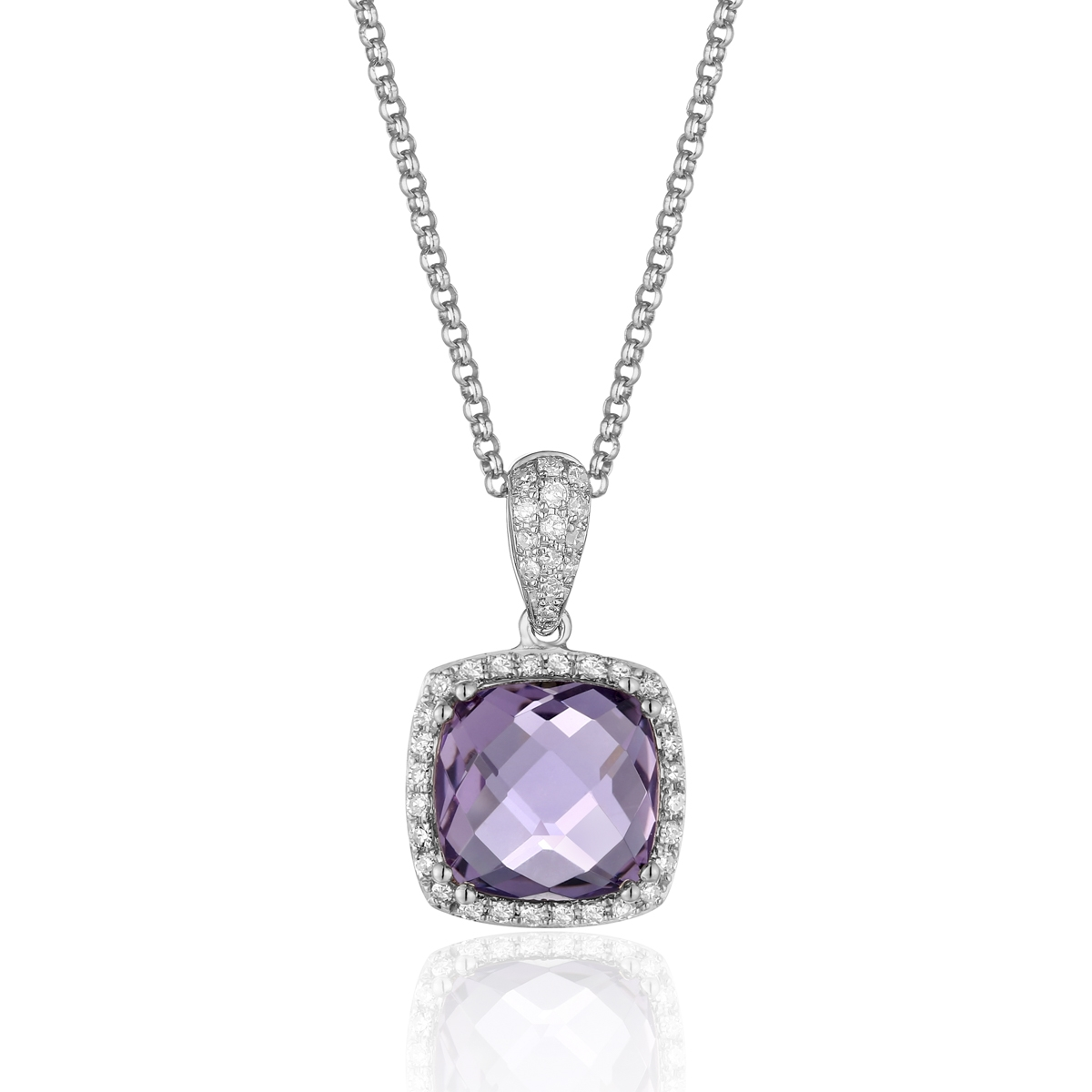 Halo Cushion Cut Amethyst Necklace