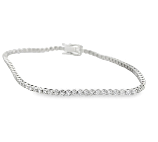 14K White Gold Diamond Tennis Bracelet - 1.28 Carats