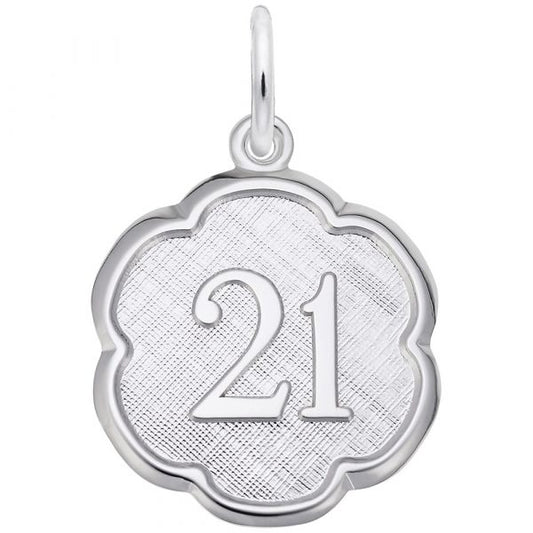 Number Twenty One Scalloped Disc Charm