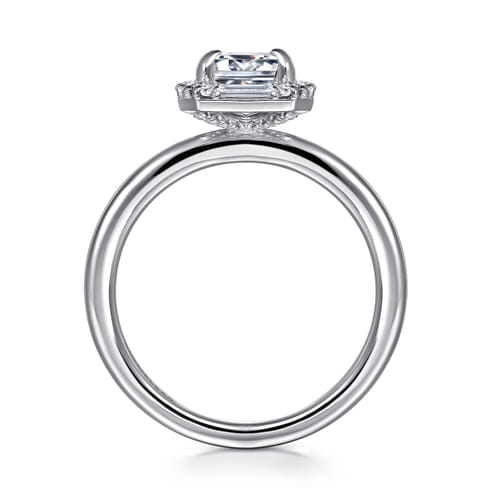14K White Gold Emerald Solitaire Engagement Ring Mounting