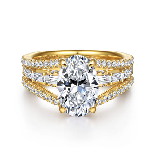14K Yellow Gold Diamond Engagement Ring – Contemporary Collection (1.03 CTW Accent Diamonds)