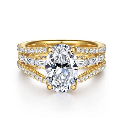 14K Yellow Gold Diamond Engagement Ring – Contemporary Collection (1.03 CTW Accent Diamonds)