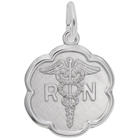 RN Caduceus Scalloped Disc Charm