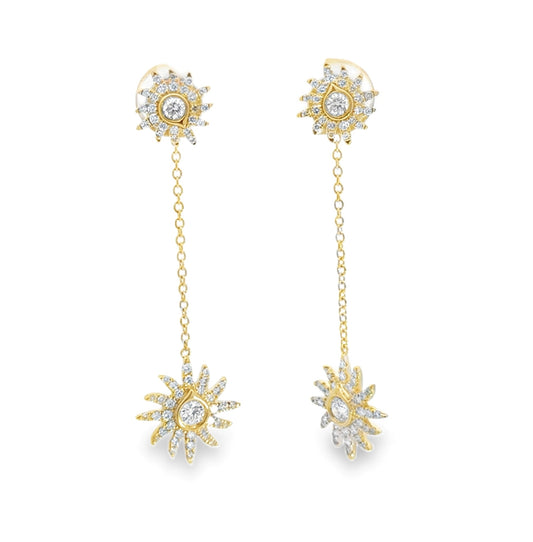 14K Sunburst Dangle Earrings