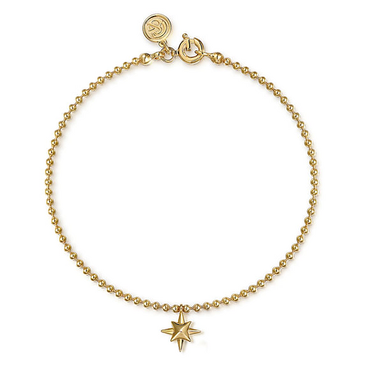 14K Yellow Gold Bujukan Starburst Charm Bracelet