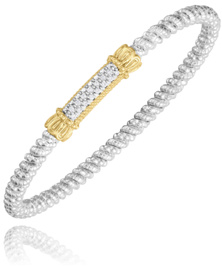 14K Yellow Gold and Sterling Silver Diamond Bangle Bracelet