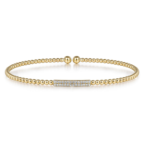 14K Yellow Gold Bujukan Bead Bangle with Diamonds