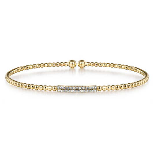 14K Yellow Gold Bujukan Bead Bangle with Diamonds