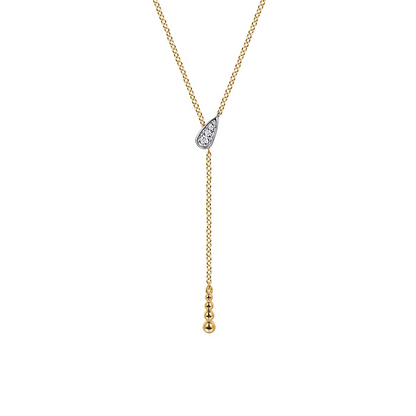 14K White Yellow Gold Bujukan And Diamond Y Necklace