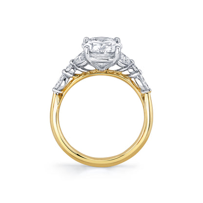 14K Two Tone Gold Oval Diamond Engagement Ring - 0.53 Carats