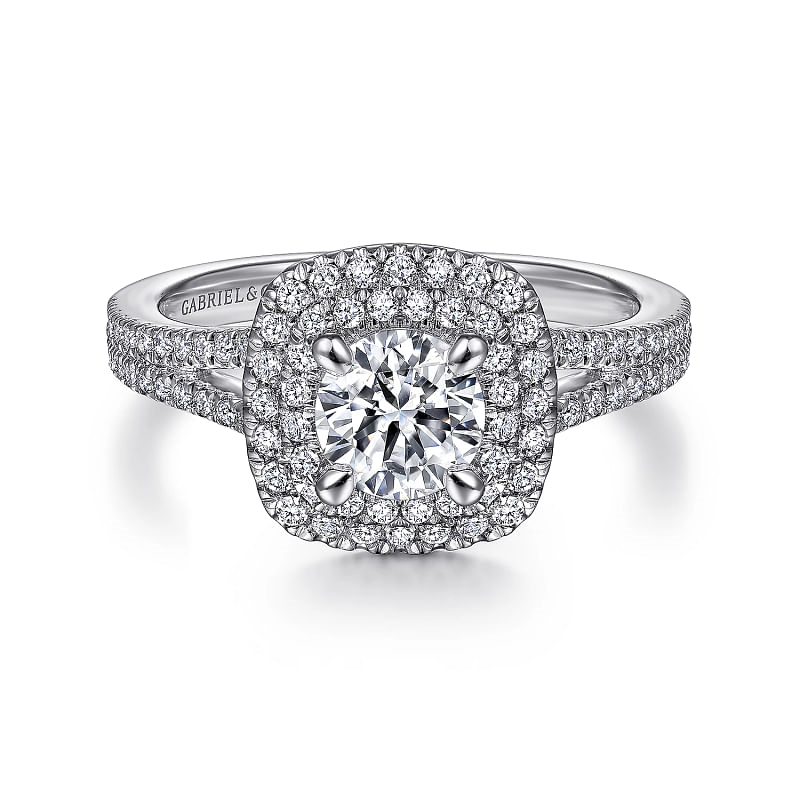 Bette - 14K White Gold Round Double Halo Diamond Engagement Ring