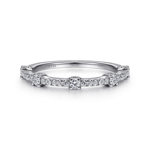 14K White Gold Diamond Station Stackable Ring (.31 CTW)