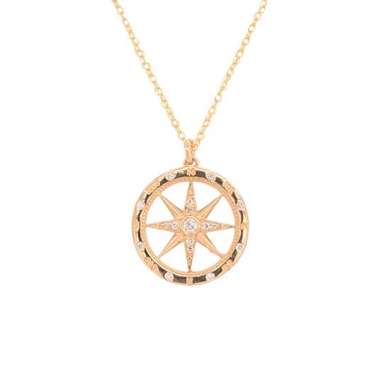 David Connolly | Medium Windrose Style Round Diamond Compass Pendant
