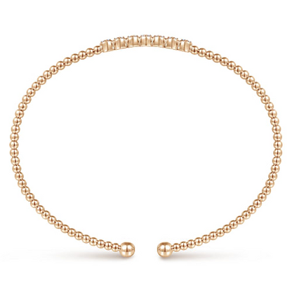 14K Rose Gold Bujukan Bead and Cluster Diamond Bangle