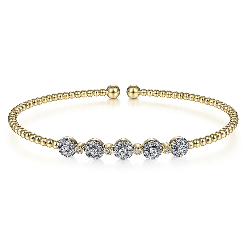 14K Yellow Gold Bujukan Diamond Split Bangle