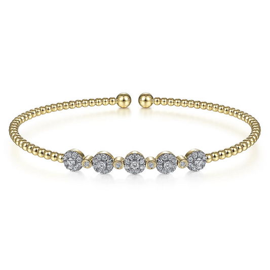 14K Yellow Gold Bujukan Diamond Split Bangle