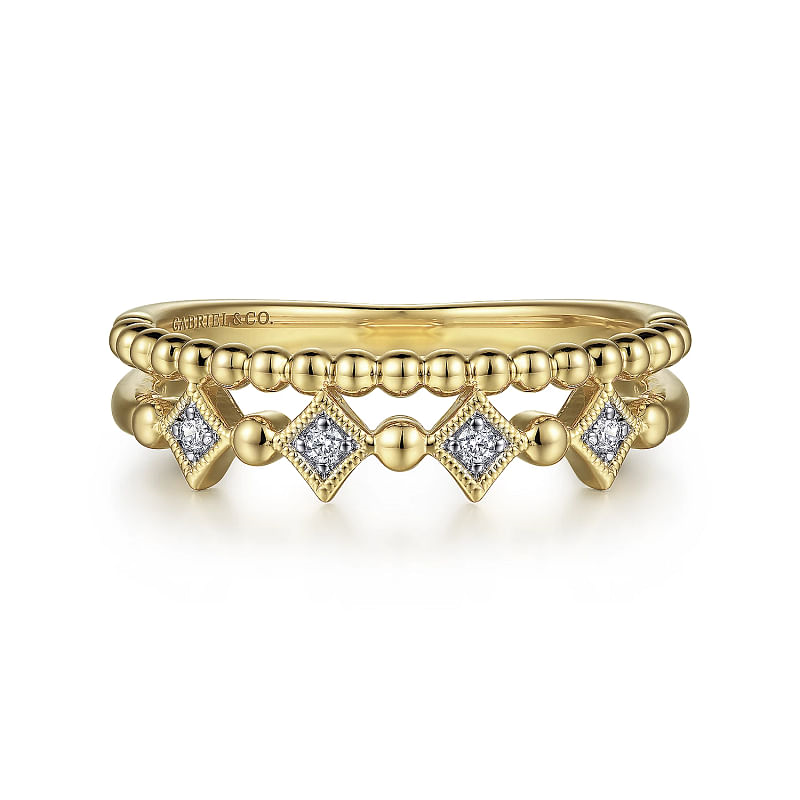 14K Yellow Gold Bujukan Diamond Stackable Ring