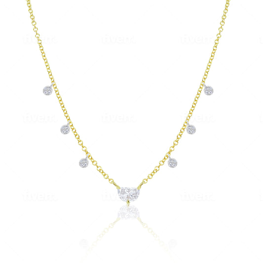 Meira T Designs | 14K Yellow Gold Half Moon Diamond Necklace