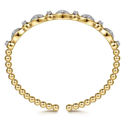 14K White and Yellow Gold Bujukan Marquise Bezel Diamond Bangle Bracelet (.50 CTW)