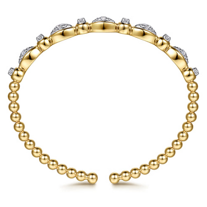 14K White and Yellow Gold Bujukan Marquise Bezel Diamond Bangle Bracelet (.50 CTW)