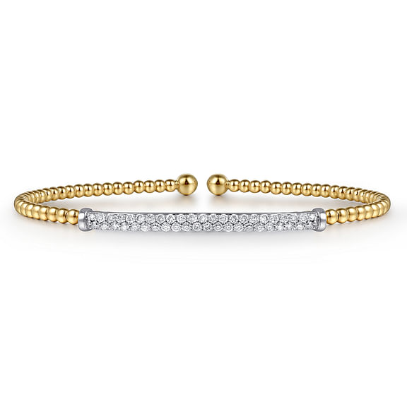 14K Yellow Gold Bujukan Diamond Bar Split Bangle