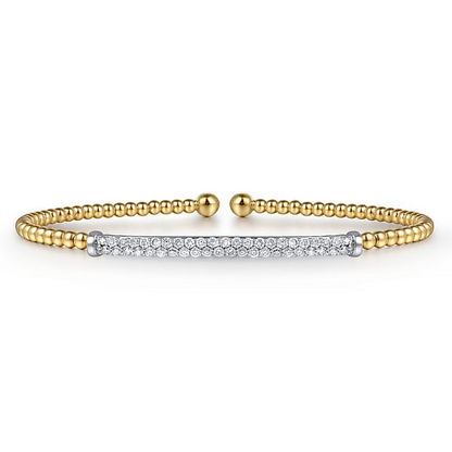 14K Yellow Gold Bujukan Diamond Bar Split Bangle