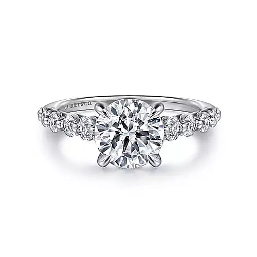 14K White Gold Round Diamond Engagement Ring