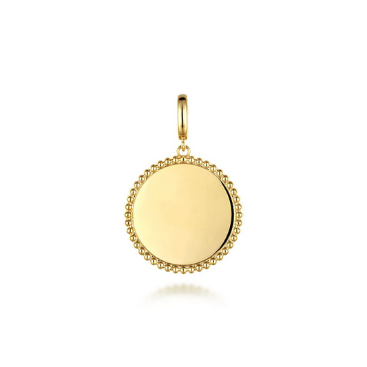 14K Yellow Gold Bujukan Round Personalized Medallion Pendant