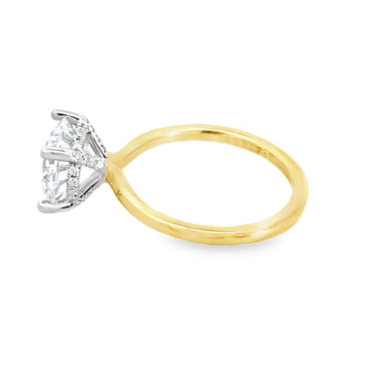 14K Two Tone Diamond Engagement Ring with Accent Diamonds