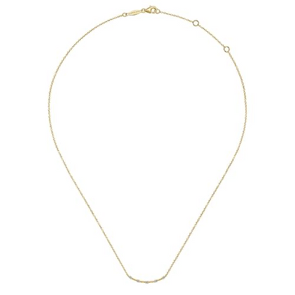 14K Yellow Gold Diamond Stations Bar Necklace