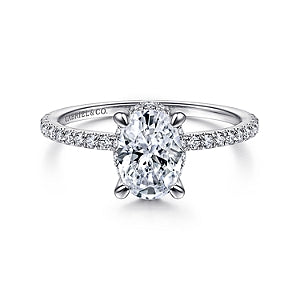 Gabriel & Co | Hart - 14K White Gold Hidden Halo Oval Diamond Engagement Ring