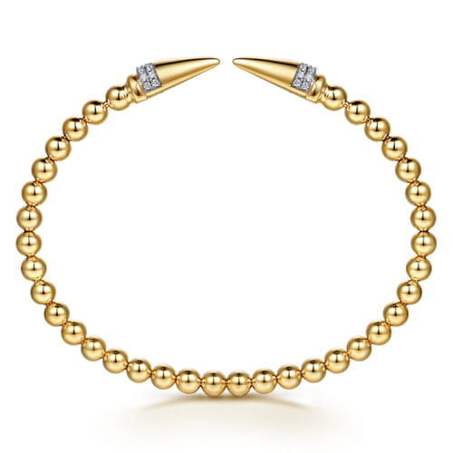 14K Yellow Gold Bujukan Diamond Spike Open Bangle Bracelet (.19 CTW)