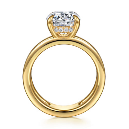 14K Yellow Gold Diamond Engagement Ring Mounting – Contemporary Collection (Hidden Halo, .10 CTW Accent Diamonds)