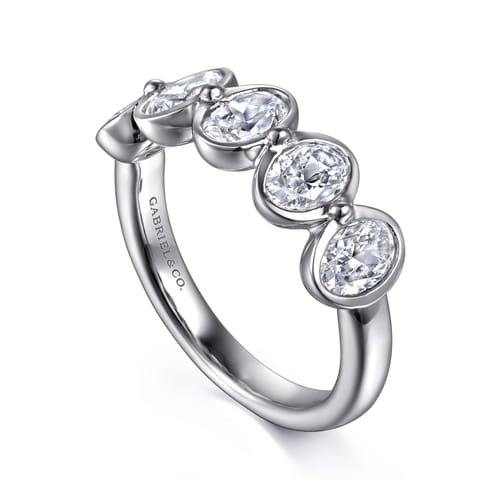 14K Gold Bezel Set Oval 5-Stone Diamond Anniversary Band (1.97 CTW)