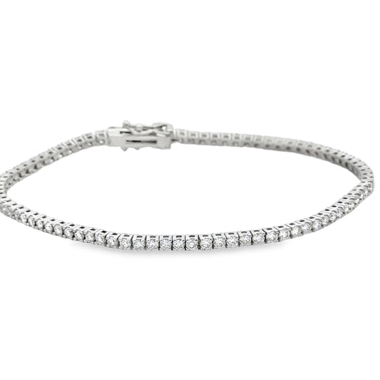 14K White Gold Diamond Tennis Bracelet - 2.18 Carats