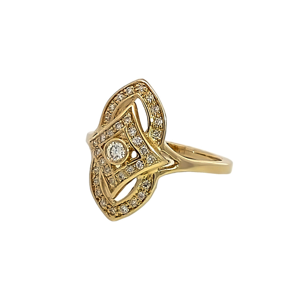 14K Yellow Gold Diamond Vintage Ring