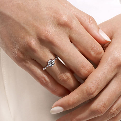 14K White Gold Round Diamond Engagement Ring