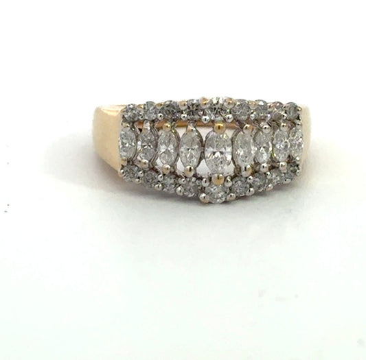 Kirkland Jewelry Estate - 14K Two-Tone Diamond Triple Row Ring (Approx. 1.00 CTW)