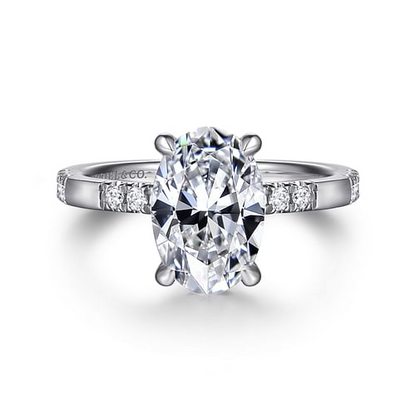 14K White Gold Oval Diamond Engagement Ring