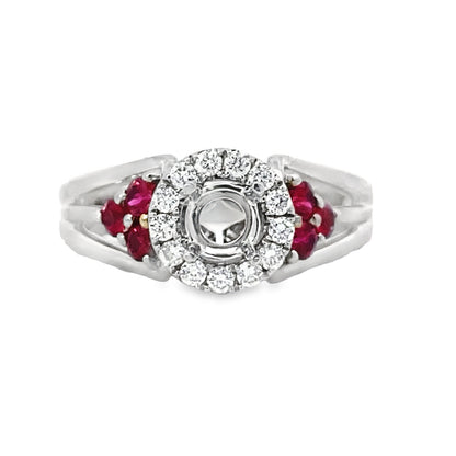 Kirkland Jewelry Estate | 14K White Gold Diamond and Ruby Antique Ring