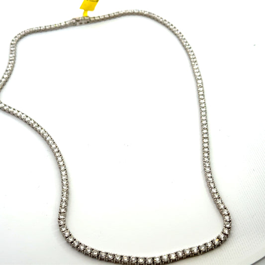 14K White Gold Diamond Tennis Necklace - 11.59 Carats