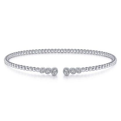 14K White Gold Bujukan Diamonds Split Bangle