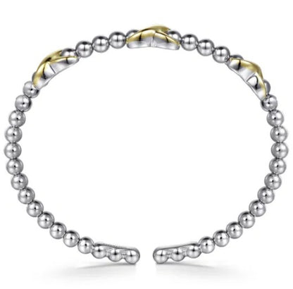 14K Yellow Gold and Sterling Silver Bujukan Station Bangle Bracelet